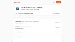 International Medical Center - email addresses & email format • Hunter