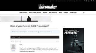 Does anyone have an IMDB Pro Account? - Videomaker