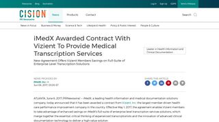 iMedX Awarded Contract With Vizient To Provide Medical ...