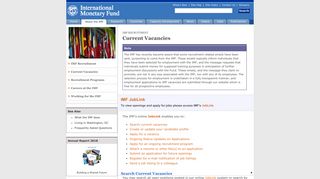 IMF Recruitment -- Current Vacancies