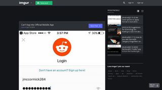 Can't log into Official Mobile App - Imgur