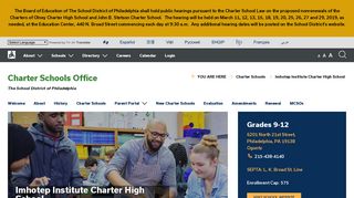 Imhotep Institute Charter High School – Charter Schools Office