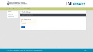 University of Toronto - IMI CONNECT - Students - Student Login