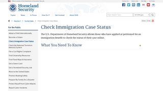 Check Immigration Case Status | Homeland Security