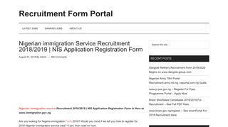 Nigerian immigration Service Recruitment 2018/2019 | NIS Application ...