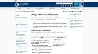 Change of Address Information | USCIS
