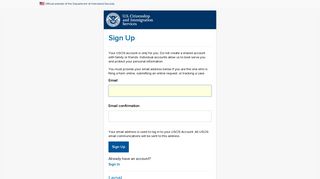 Citizenship and Immigration Services - Sign up for a USCIS Account