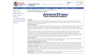 IMMTRAC - Texas Department of State Health Services - Texas.gov