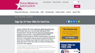Sign Up 18-Year-Olds for ImmTrac - Texas Medical Association