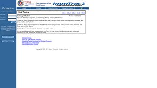 ImmTrac2, the Texas Immunization Registry .. [Portal Main Page]