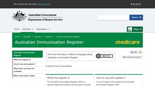 Australian Immunisation Register - Australian Government Department ...