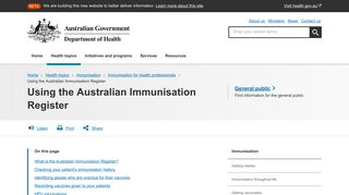 Using the Australian Immunisation Register | Australian Government ...