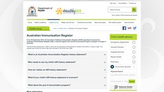 Australian Immunisation Register - Healthy WA