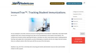 ImmuniTrax™: Tracking Student Immunizations | Verify Students
