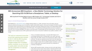 IMO Announces IMO Anywhere - a New Mobile ... - Business Wire