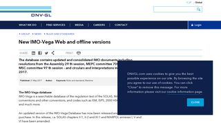 New IMO-Vega Web and offline versions - DNV GL