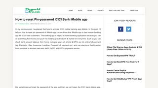 How to reset Pin-password ICICI Bank imobile app. - PCMobiTech