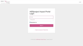 HERproject Impact Portal: Login