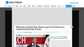 Billionaire Tom Steyer says he will focus on impeaching Donald Trump