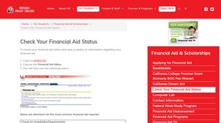 Check Your Financial Aid Status - Imperial Valley College