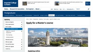 Apply for a Master's course | Study | Imperial College London