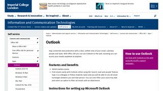 Outlook | Administration and support services | Imperial College London