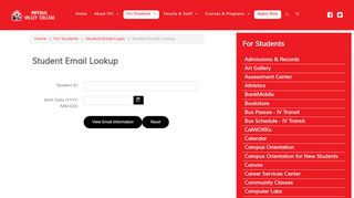Student Email Lookup - For Students - Imperial Valley College