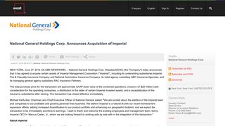 National General Holdings Corp. Announces Acquisition of Imperial ...