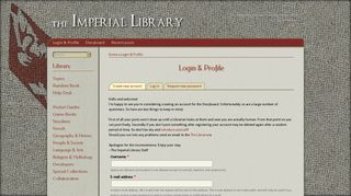 Login & Profile | The Imperial Library