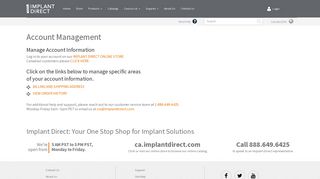 Account Management | Implant Direct Canada