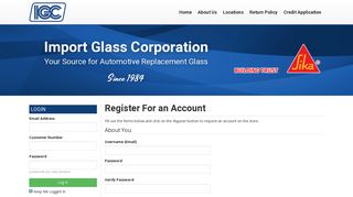 IGC - Register For an Account - Import Glass