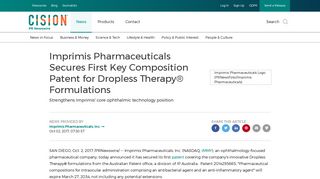 Imprimis Pharmaceuticals Secures First Key Composition Patent for ...