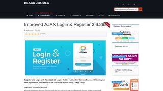 Improved AJAX Login & Register 2.6.268 - Black Joomla