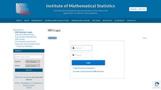 Institute of Mathematical Statistics | IMS Login