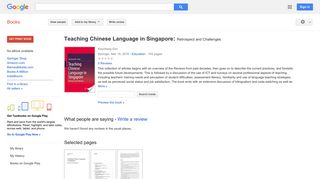 Teaching Chinese Language in Singapore: Retrospect and Challenges - Google Books Result