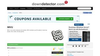 IMVU down? Current outages and problems. | Downdetector