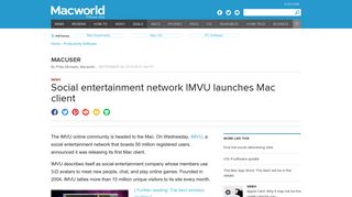 Social entertainment network IMVU launches Mac client | Macworld