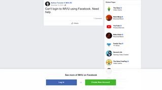 Nathan Forester - Can't login to IMVU using Facebook.... | Facebook