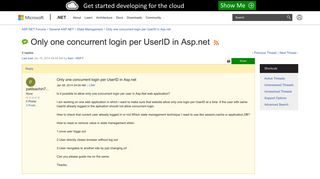 Only one concurrent login per UserID in Asp.net | The ASP.NET Forums
