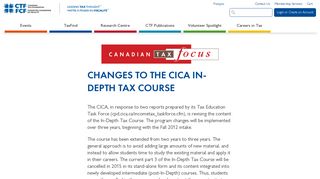 Changes to the CICA In-Depth Tax Course - Canadian Tax Foundation