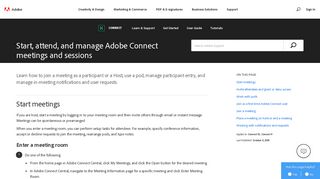 Start, attend, and manage Adobe Connect meetings