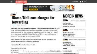 iName/Mail.com charges for forwarding - Geek.com