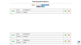 inbox.ru - free accounts, logins and passwords