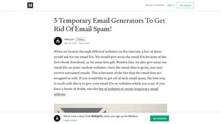 5 Temporary Email Generators To Get Rid Of Email Spam! - Medium