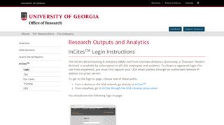 InCitesTM Login Instructions, Research Outputs and Analytics, Office ...