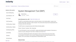 System Management Tool (SMT) - Help Centre - Inclarity