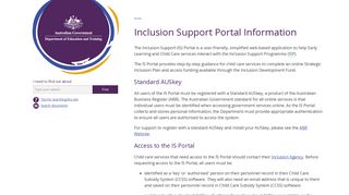 Inclusion Support Portal Information | Department of Education and ...