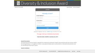 Submitter Login Page - Call for Entries - Diversity & Inclusion Award