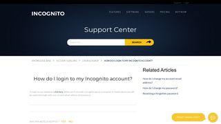 Incognito - How do I login to my Incognito account?