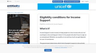 Eligibility conditions for Income Support - Entitledto